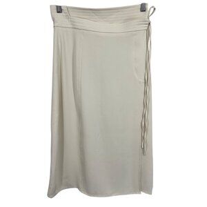 Commense Womens Beige Midi Skirt Wrap Waist Tie Size Small S Ivory New